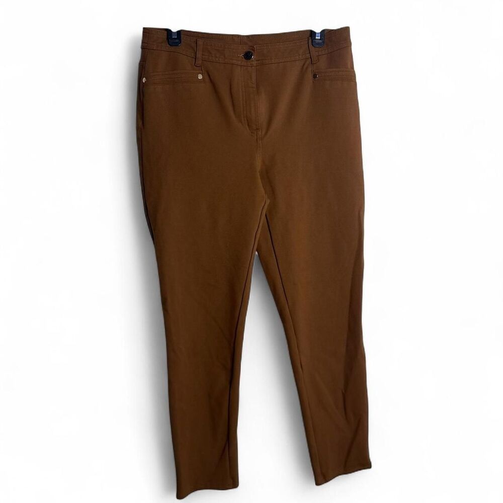 Chicos Oh So Slimming Brown Capri Pant Size 1 M Stretch Trouser Tummy Control
